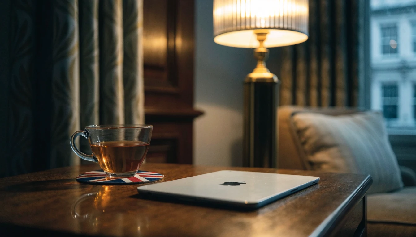 iPad on a table in a British living room setting